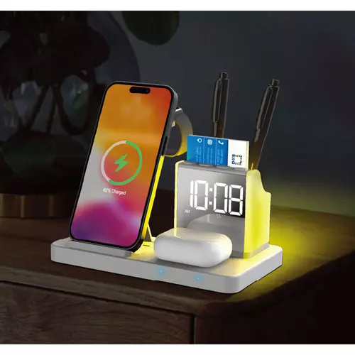 Бездротовий зарядний пристрій з годинником Time Dock, TM TEG 5