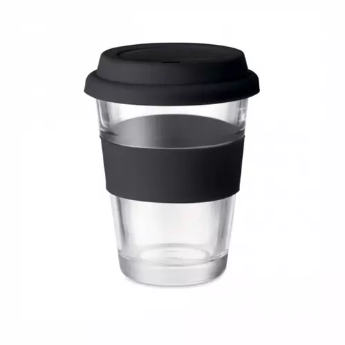 Стакан скляний з кольоровим силіконовим обхватом та кришечкою ASTOGLASS 350 мл 3