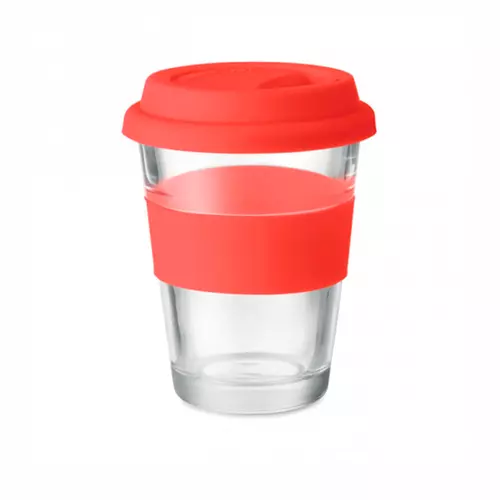 Стакан скляний з кольоровим силіконовим обхватом та кришечкою ASTOGLASS 350 мл 2