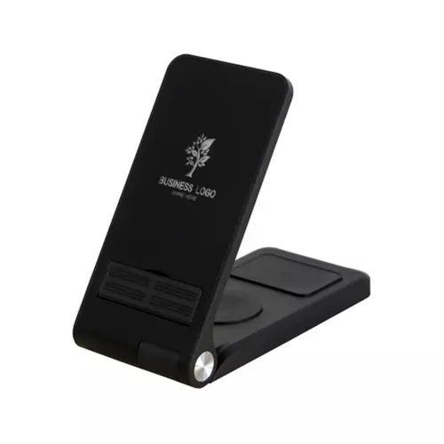 Подставка складная SKALA с беспроводной зарядкой 3 в 1 для смартфона, беспроводных наушников и смарт часов с возможностью брендирования лого с подсветкой Time