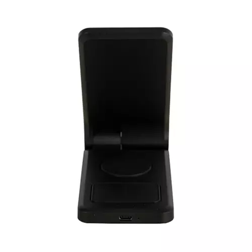 Подставка складная SKALA с беспроводной зарядкой 3 в 1 для смартфона, беспроводных наушников и смарт часов с возможностью брендирования лого с подсветкой 4