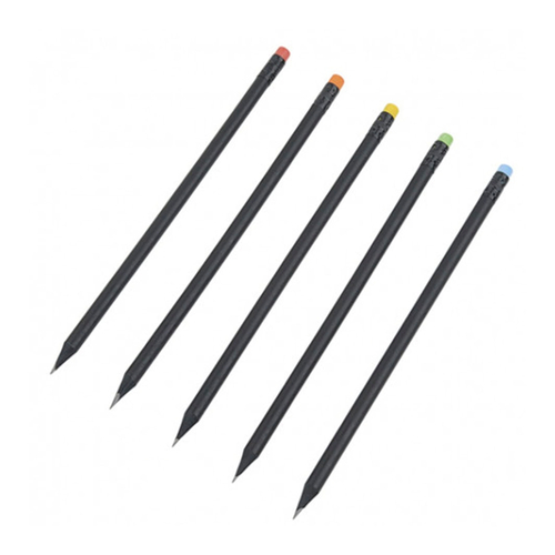 Олівець простий заточений з кольоровою гумкою, BLACK STRIPE 3