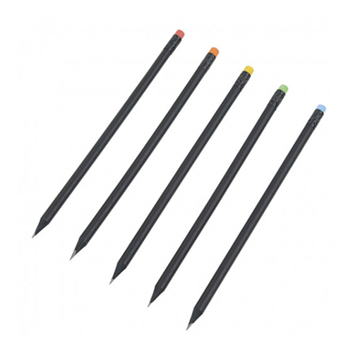 Олівець простий заточений з кольоровою гумкою, BLACK STRIPE 4