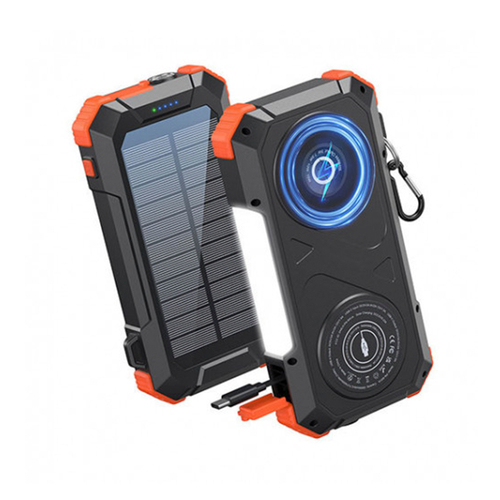 Зарядний пристрій (powerbank) VEXOR з сонячною панеллю, ліхтариками та карабіном, 20 000 mah Time